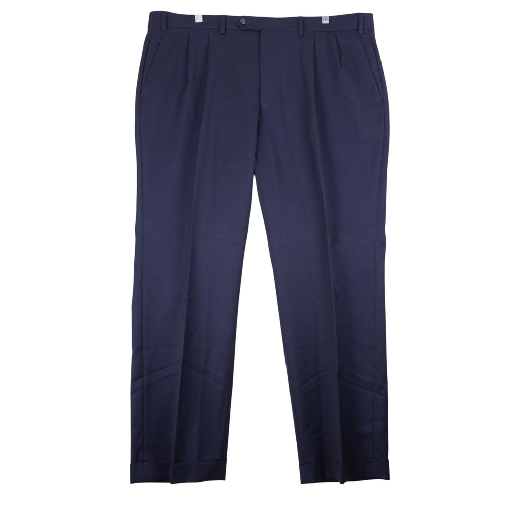 Lauren Ralph Lauren Mens Navy Blue Pleated Pants Suit Trousers 100% Wool 40x30